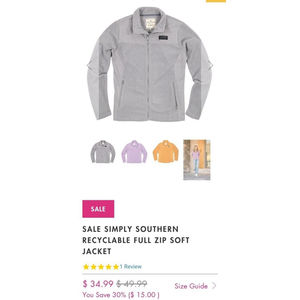 Women’s Simply Southern Gray Long Sleeve Full Zip Jacket Size S